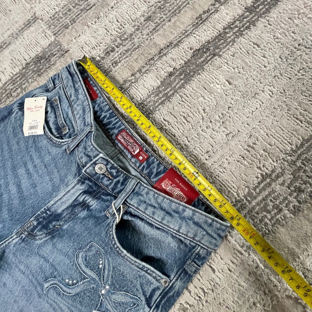 NEW Lucky Brand Legend The Baggy Jeans Blue Bow Embroidery Rhinestone 6/28 R - Picture 9 of 12